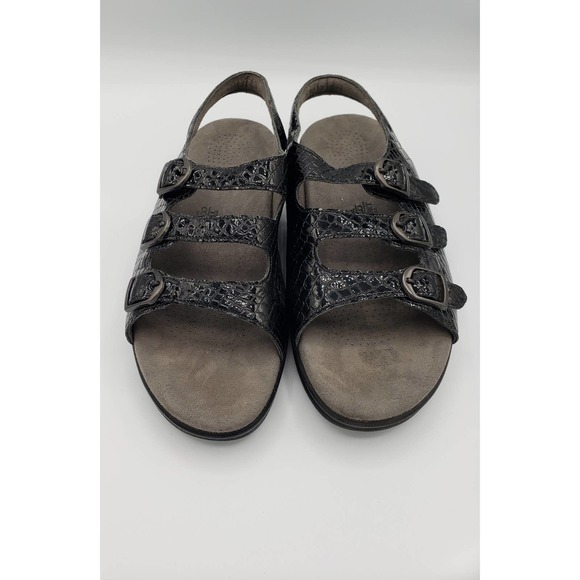 SAS Shoes - SAS Tripad Comfort Women Trio II Triple Strap Sandals Croc Embossed Black. 7.5 W